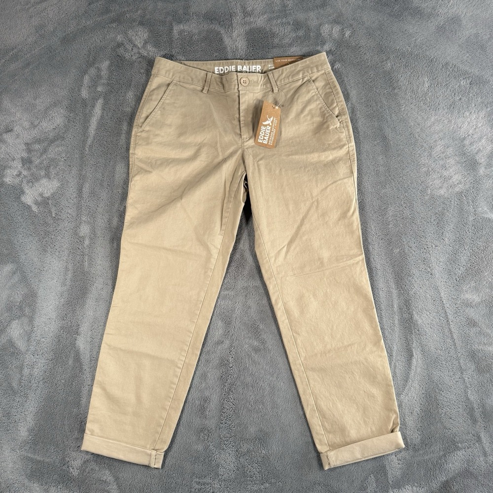 Eddie Bauer Legend Wash Boyfriend Relaxed Fit Pants Women's Size 6P Beige NWT